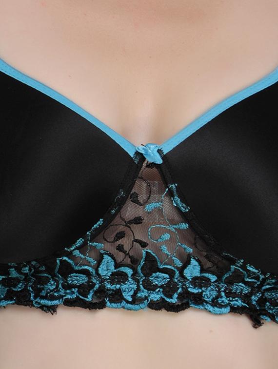 lace detailed non padded regular bra - 18650507 - Standard Image - 3