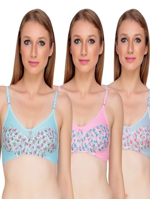 pack of 3 floral print multi colored bra - 18650514 - Standard Image - 0