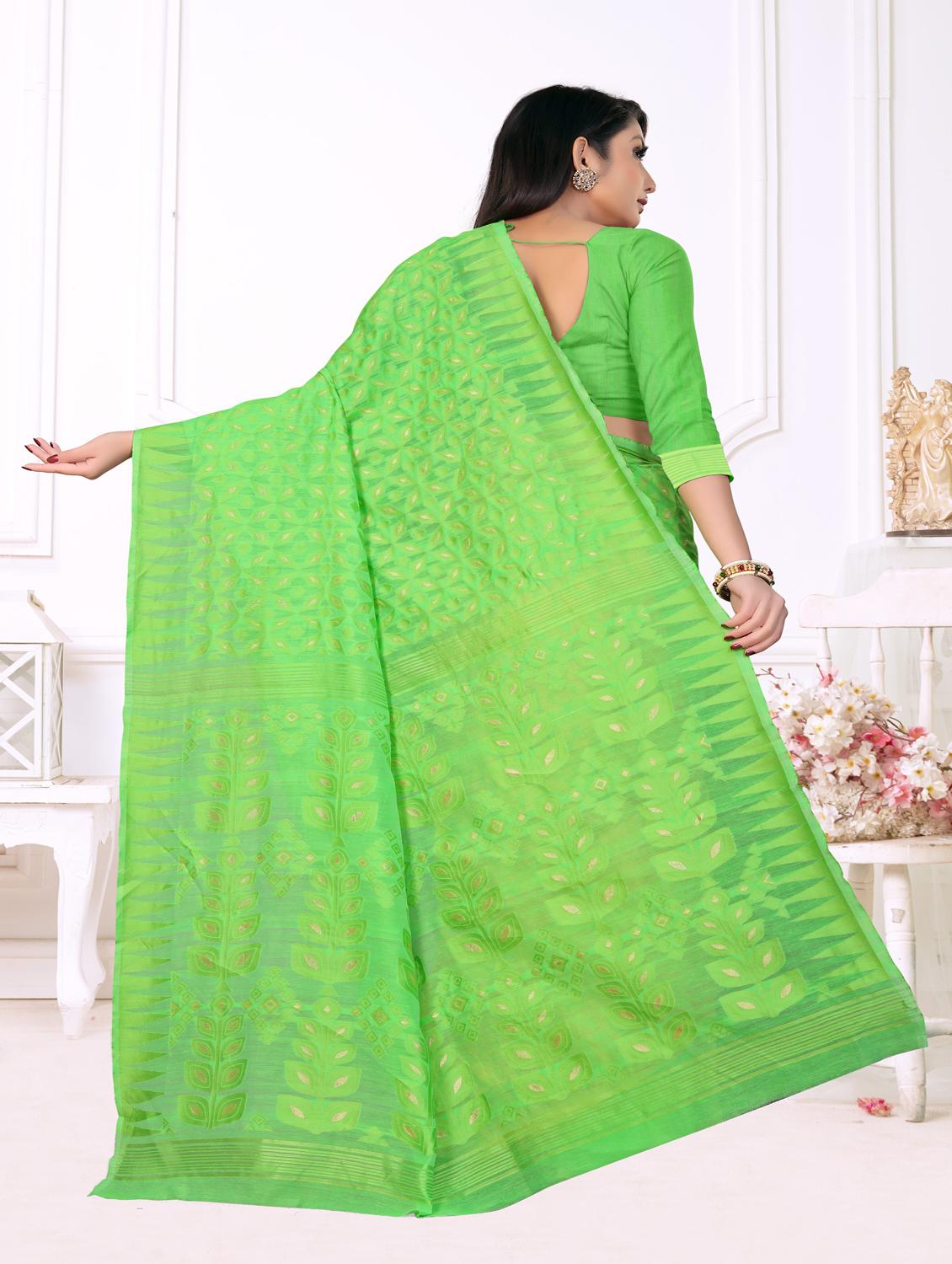 jacquard work jamdani half & half saree with blouse - 18650662 - Standard Image - 3