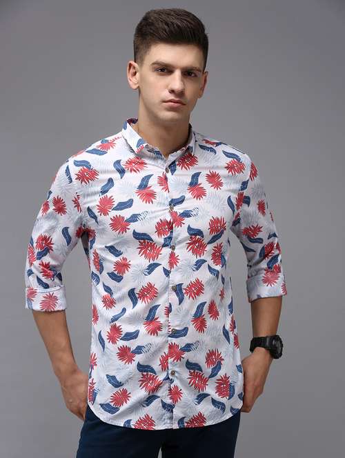 mens leaf print casual shirt - 18650825 -  Standard Image - 0