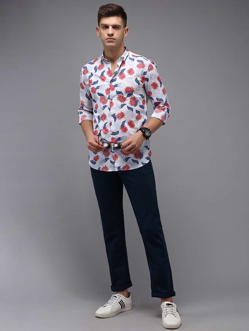 mens leaf print casual shirt - 18650825 - Standard Image - 3