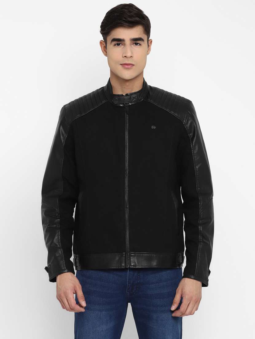 Biker Jacket Limeroad Mens Jacket Buy Online Black Solid Biker
