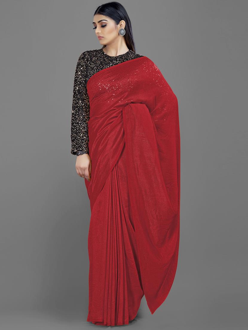 plain saree with sequence blouse piece with blouse - 18650974 - Zoom Image - 0