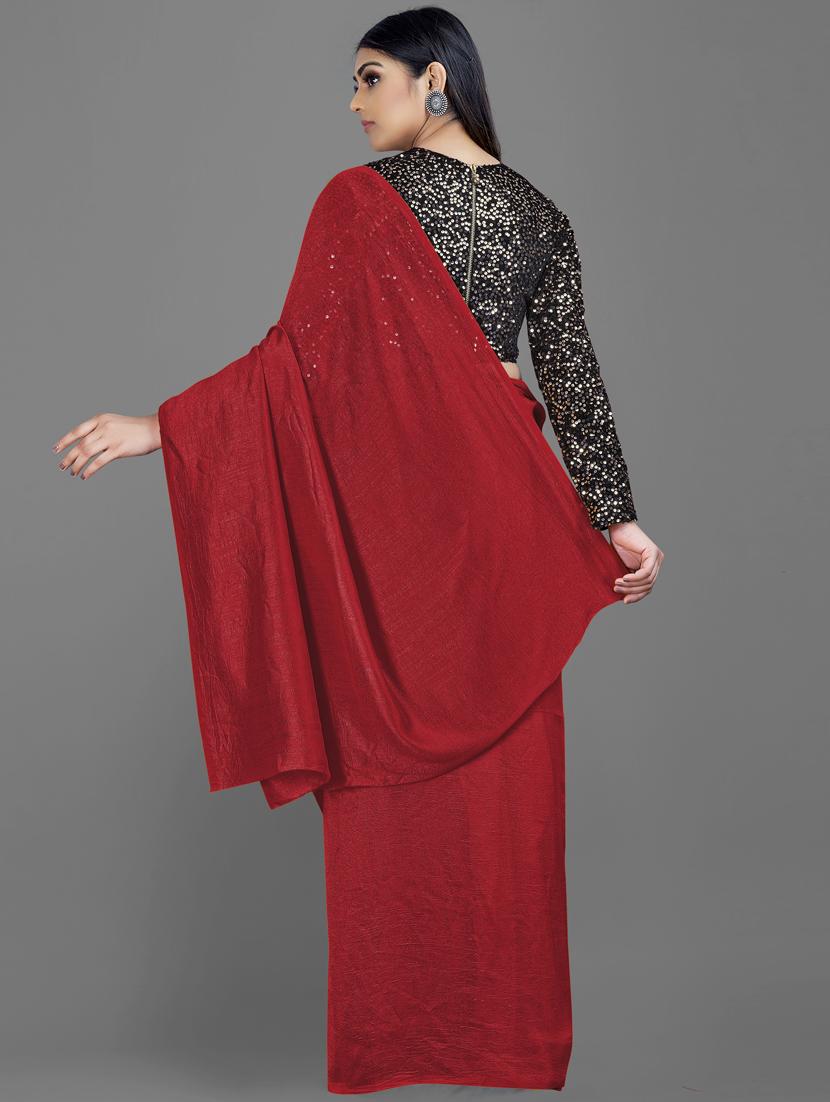 plain saree with sequence blouse piece with blouse - 18650974 - Standard Image - 3