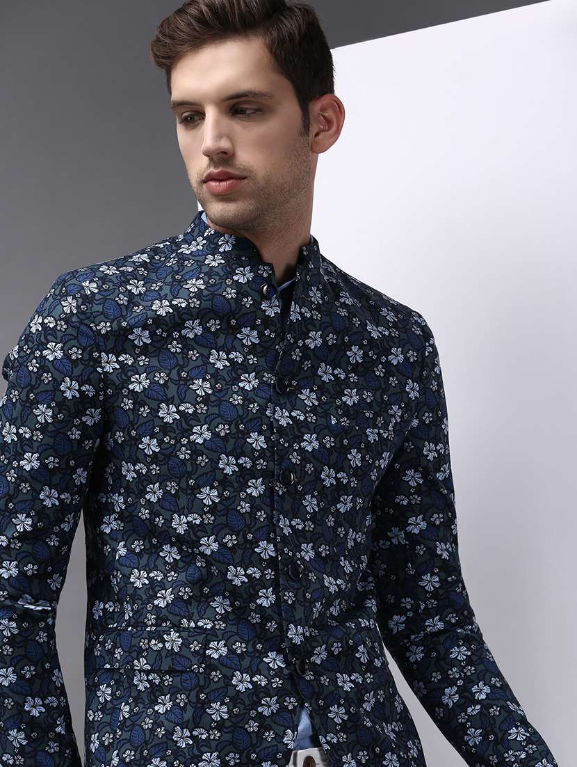 printed bandhgala casual blazer - 18650976 -  Standard Image - 3