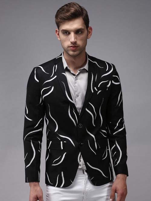 single breasted printed casual blazer - 18650982 - Standard Image - 0