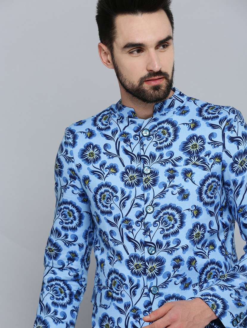 printed bandhgala casual blazer - 18650987 -  Standard Image - 3