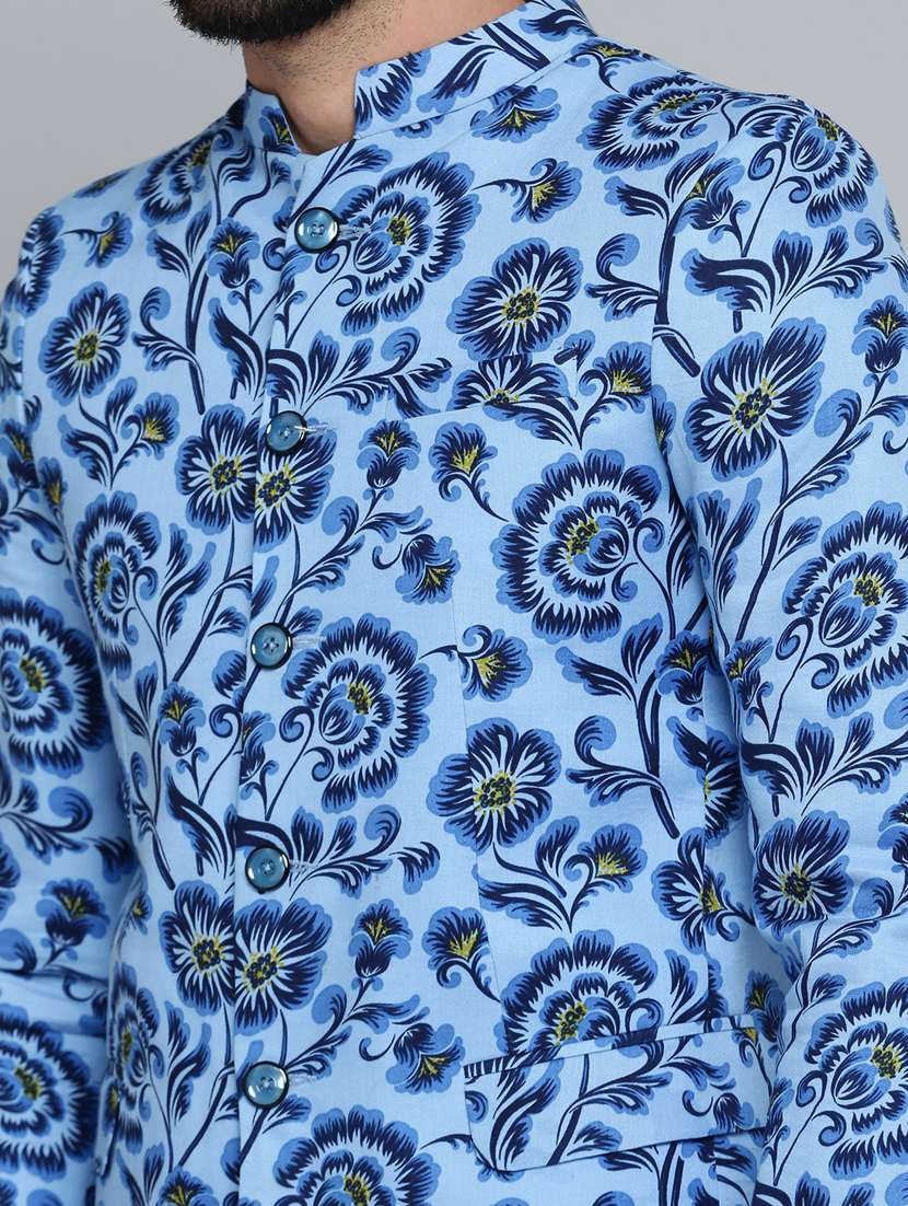 printed bandhgala casual blazer - 18650987 -  Standard Image - 5