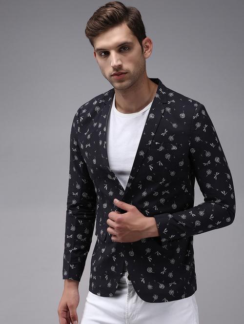 single breasted printed casual blazer - 18650993 - Standard Image - 0