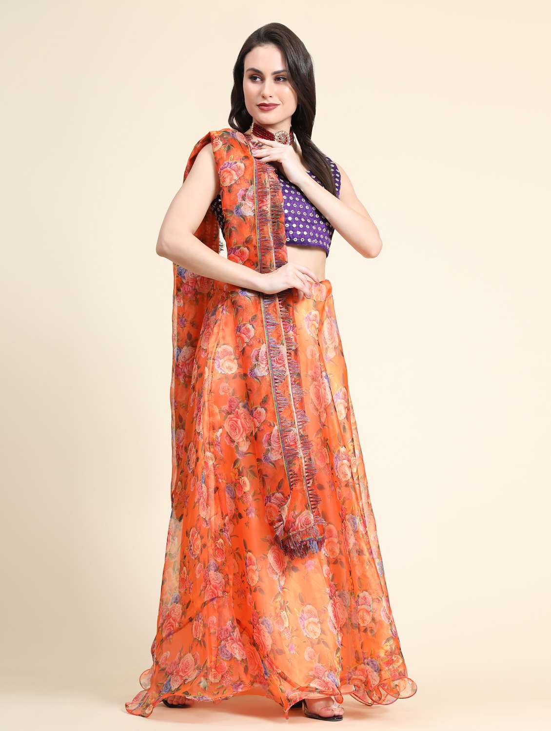Floral Printed Lehenga Choli With Dupatta