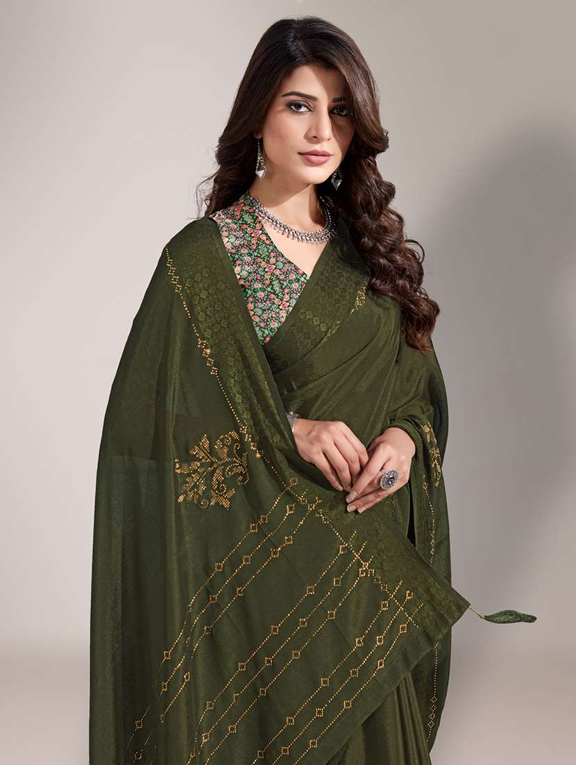 embroidered saree with blouse piece - 18651045 -  Standard Image - 3