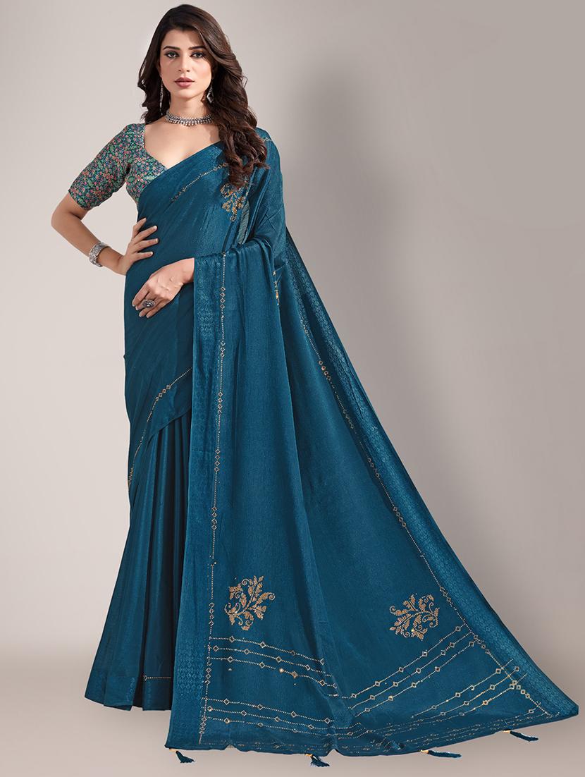 embroidered saree with blouse piece - 18651046 -  Zoom Image - 0
