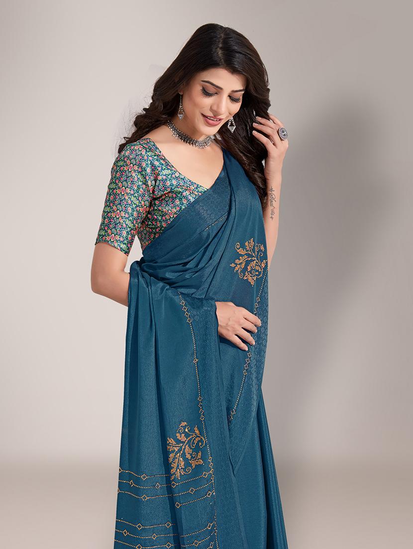 embroidered saree with blouse piece - 18651046 - Standard Image - 3