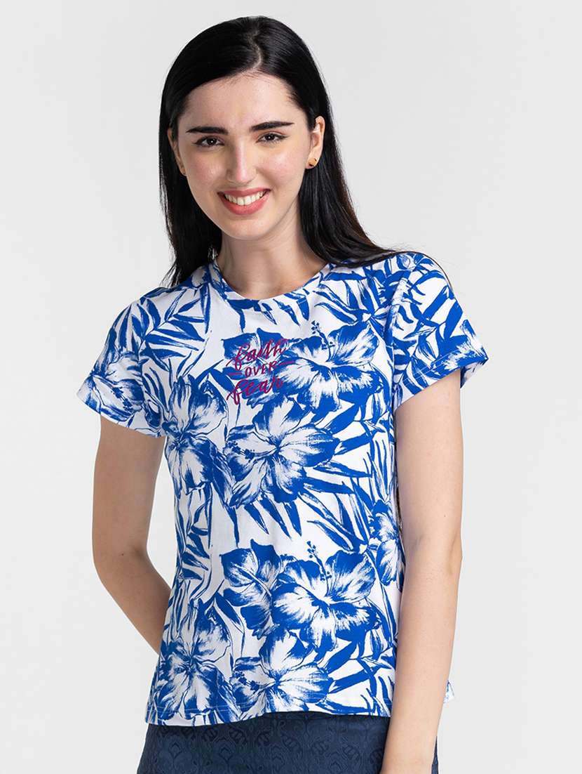 women's all over print round neck t-shirt