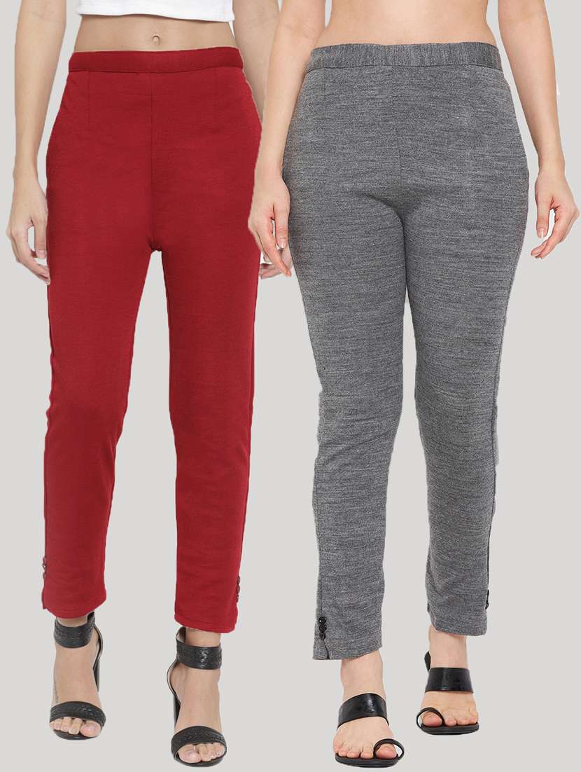pack of 2 solid woolen trouser pant
