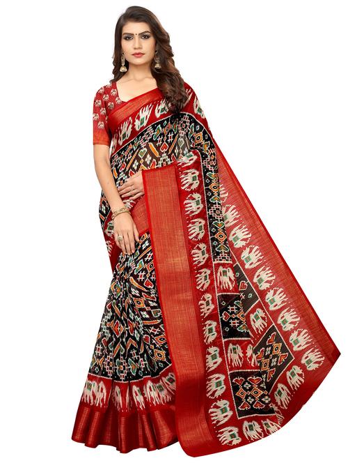zari bordered printed saree with blouse - 18654314 -  Standard Image - 0