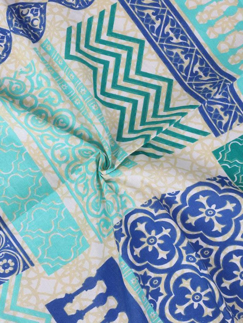 uniqchoice blue color 100% cotton jaipuri traditonal double bedsheet with 2 pillow cover - 18655661 - Standard Image - 3