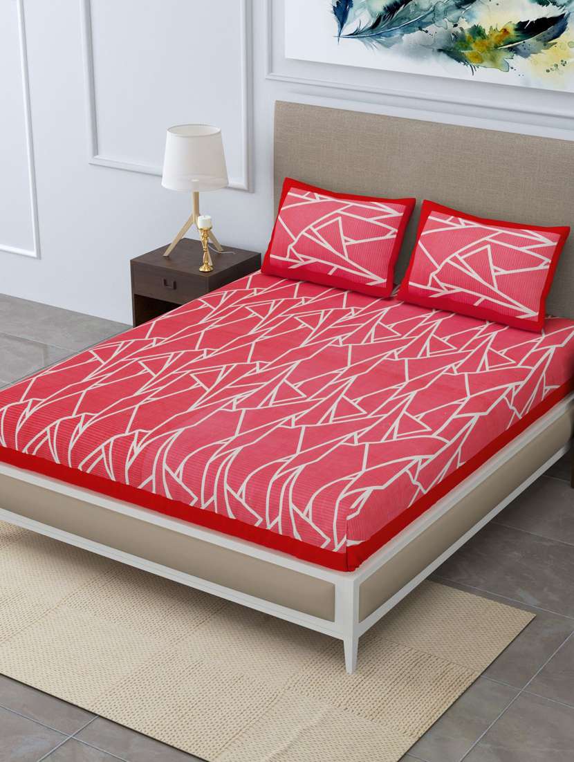 printed double bedsheet with 2 pillow cover