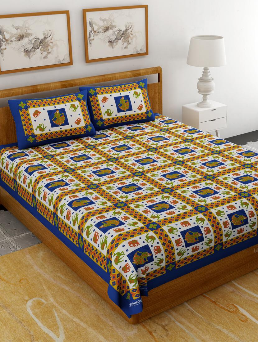 printed double bedsheet with 2 pillow cover