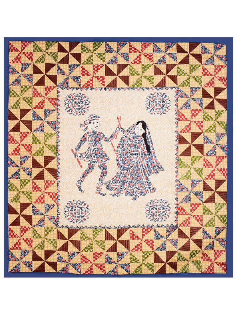 uniqchoice blue color 100% cotton jaipuri traditonal double bedsheet with 2 pillow cover - 18655883 - Standard Image - 3