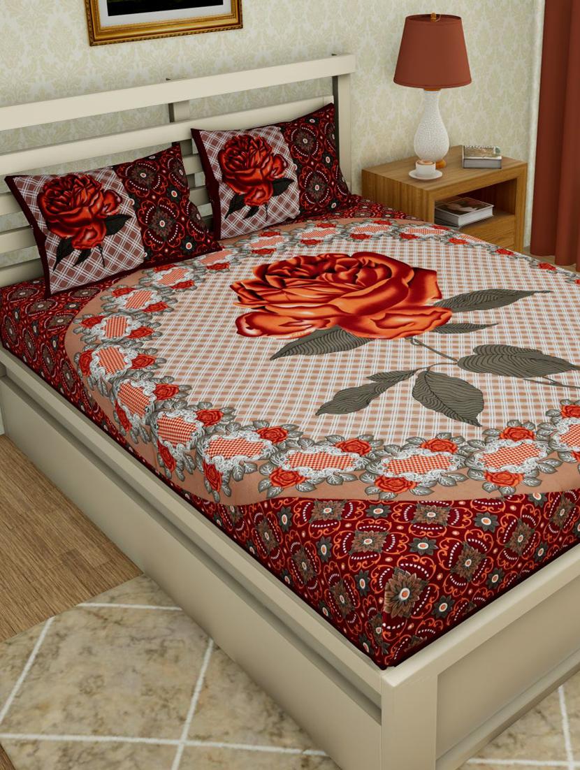 uniqchoice green color 100% cotton jaipuri traditonal double bedsheet with 2 pillow cover - 18655914 - Zoom Image - 0