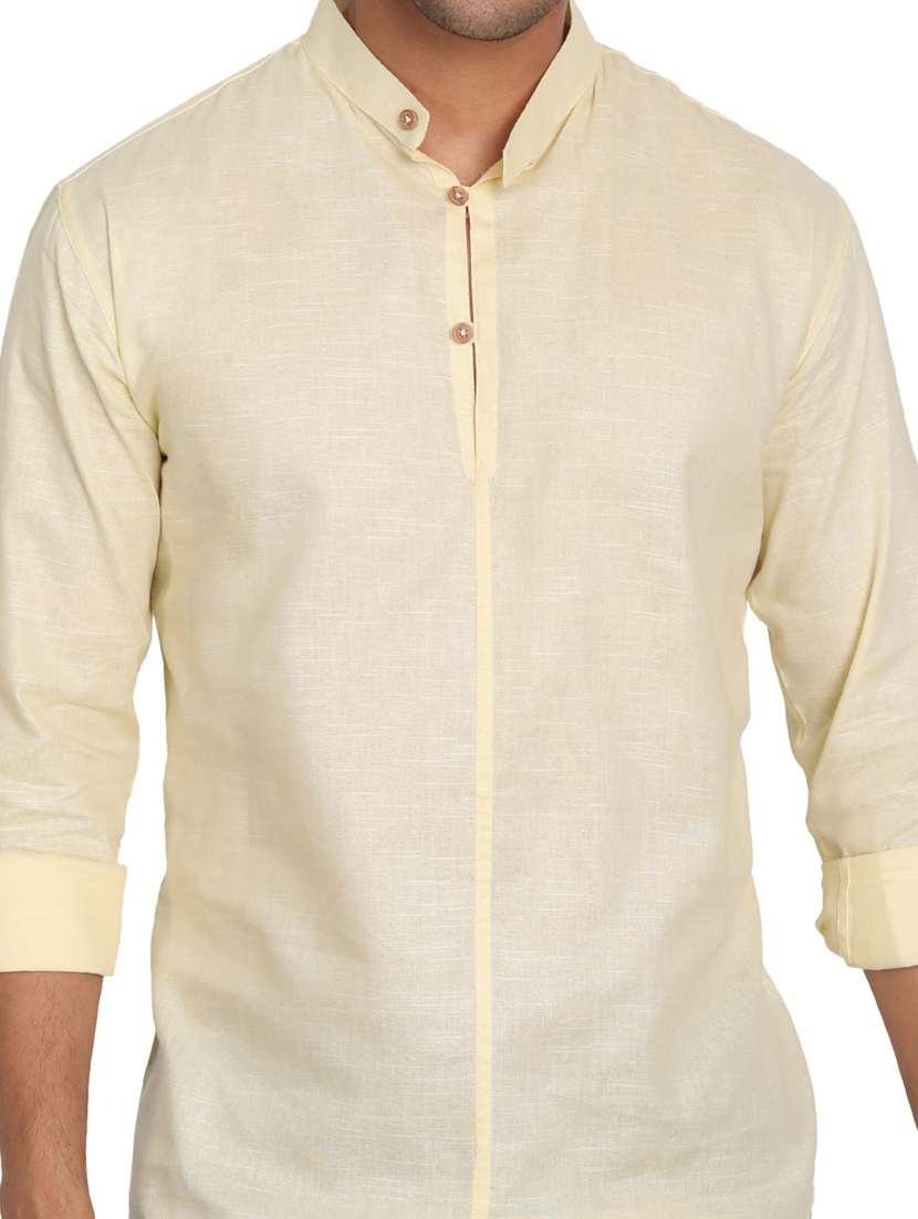 mandarin neck solid short kurta - 18656069 -  Standard Image - 5