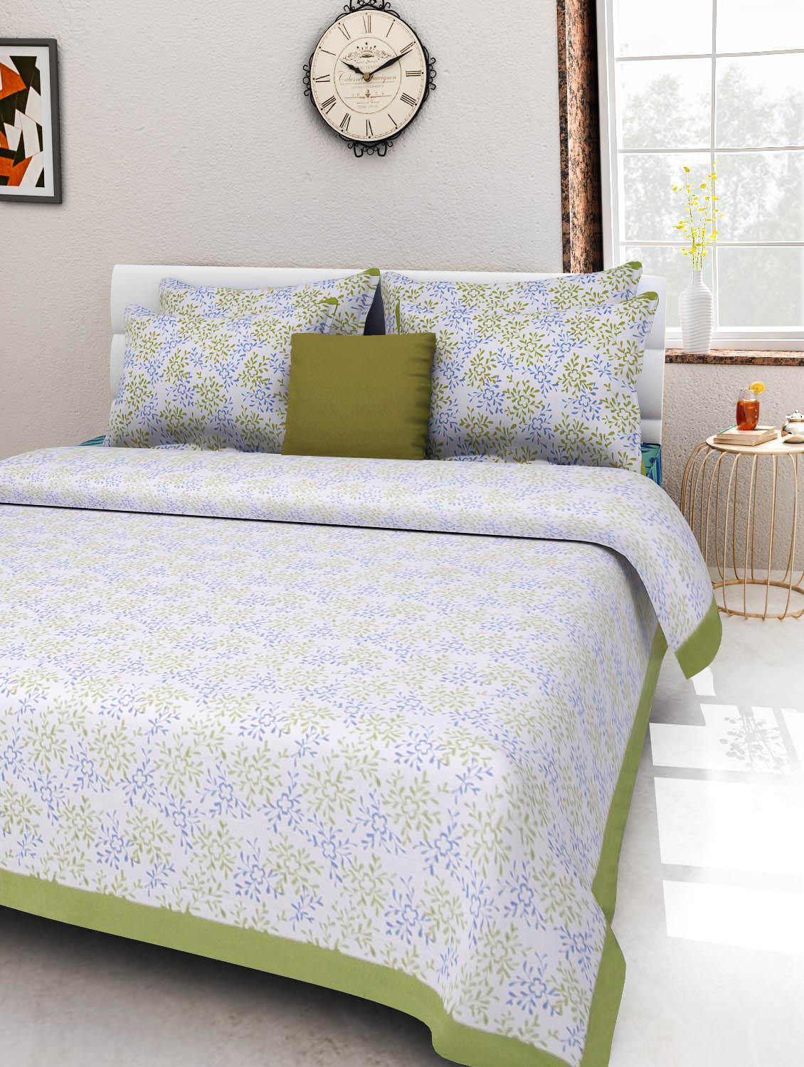 uniqchoice pink color 100% cotton jaipuri traditonal double bedsheet with 2 pillow cover - 18656151 -  Zoom Image - 0