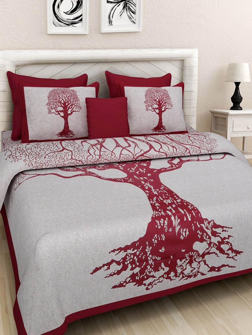 uniqchoice green color 100% cotton jaipuri traditonal double bedsheet with 2 pillow cover - 18656152 -  Zoom Image - 0