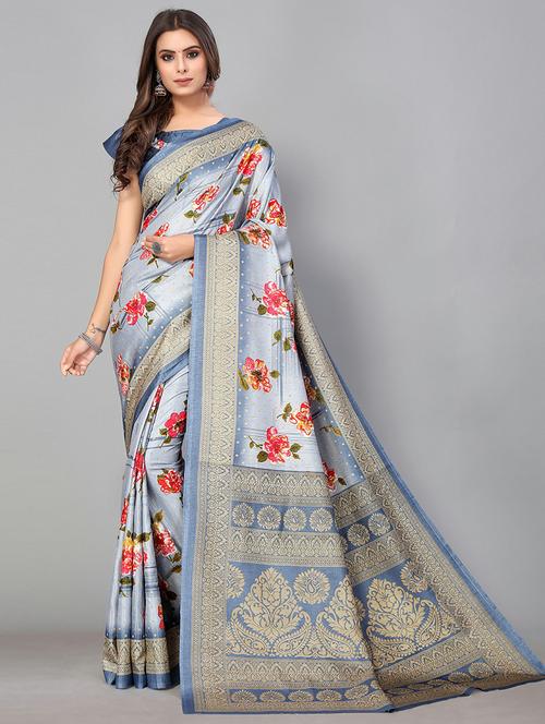 floral mysore silk saree with blouse - 18656414 - Standard Image - 0