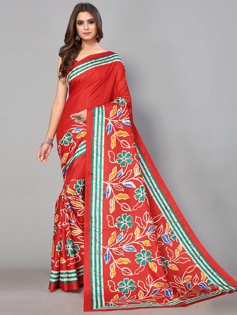 floral mysore silk saree with blouse - 18656430 - Zoom Image - 0