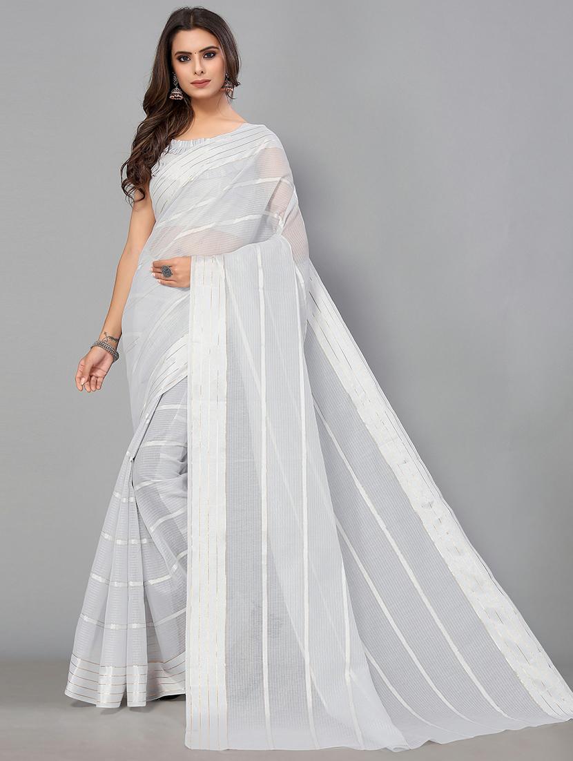 striped handloom saree with blouse - 18656436 - Zoom Image - 0