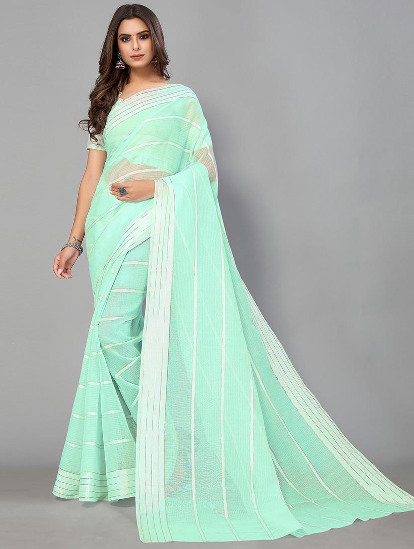 striped handloom saree with blouse - 18656437 - Zoom Image - 0