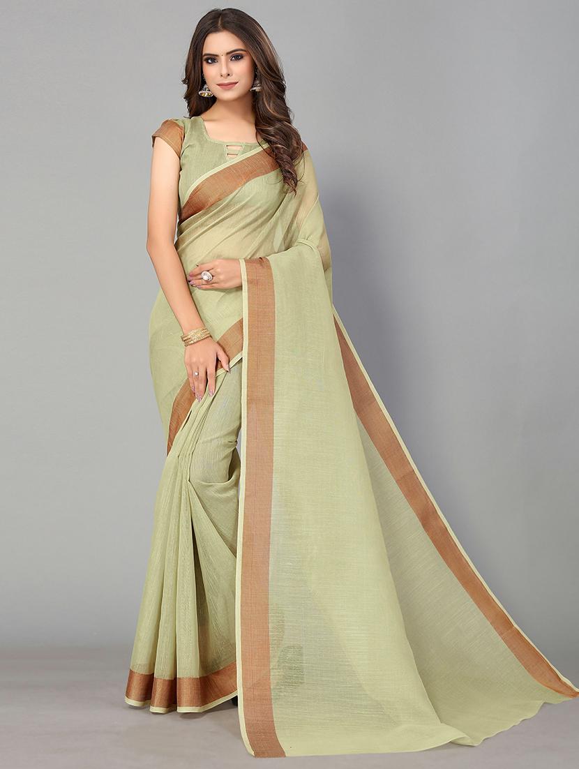 solid handloom saree with blouse - 18656455 - Zoom Image - 0