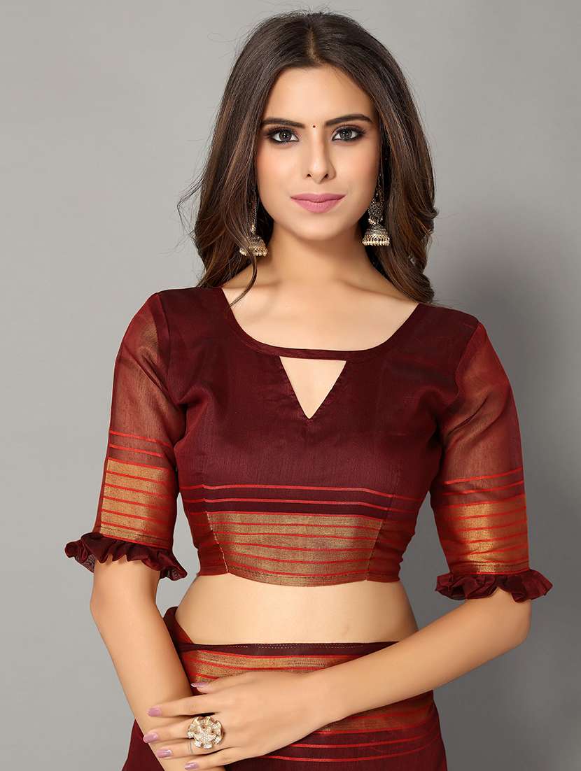 solid handloom saree with blouse - 18656480 -  Standard Image - 3