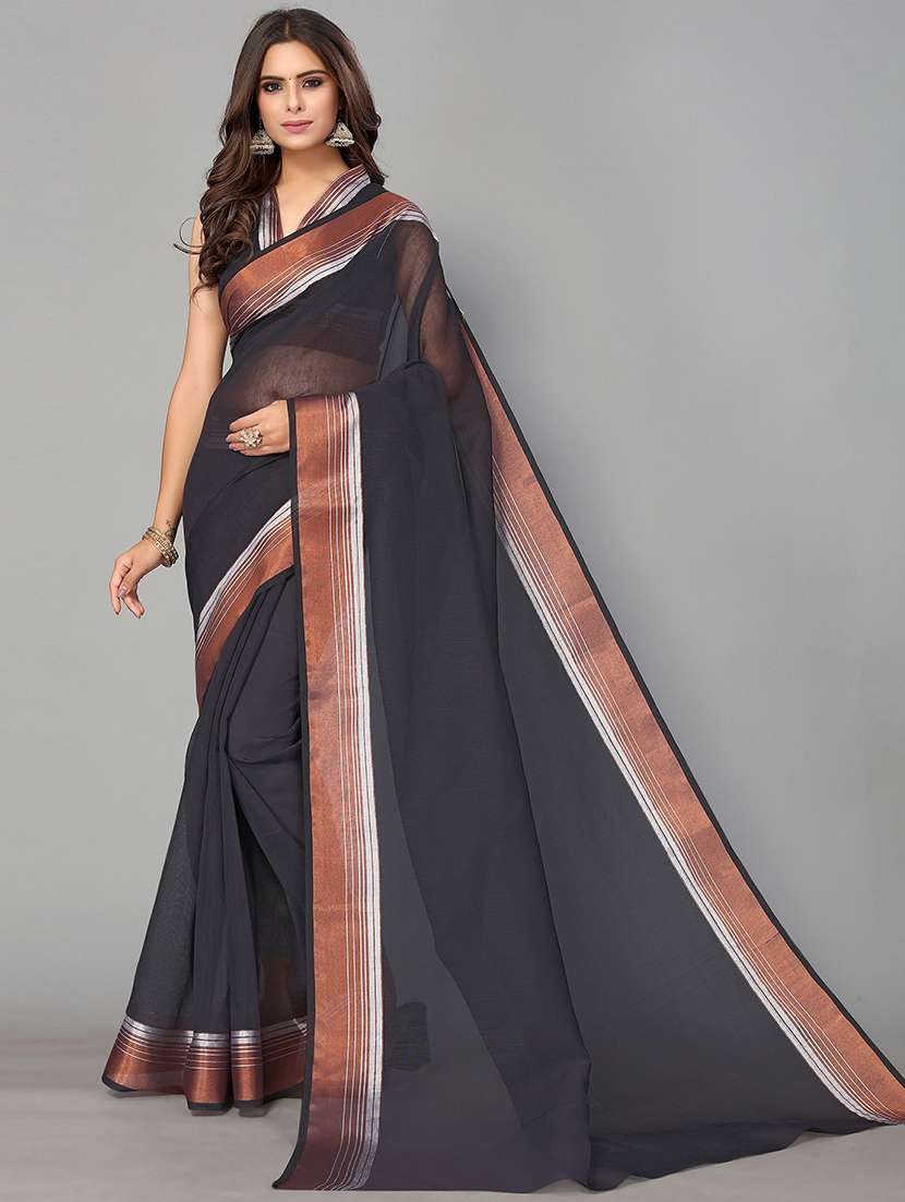 solid handloom saree with blouse - 18656508 - Zoom Image - 0