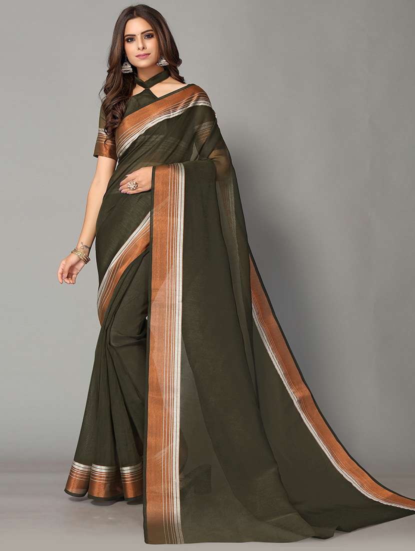 solid handloom saree with blouse - 18656510 - Zoom Image - 0