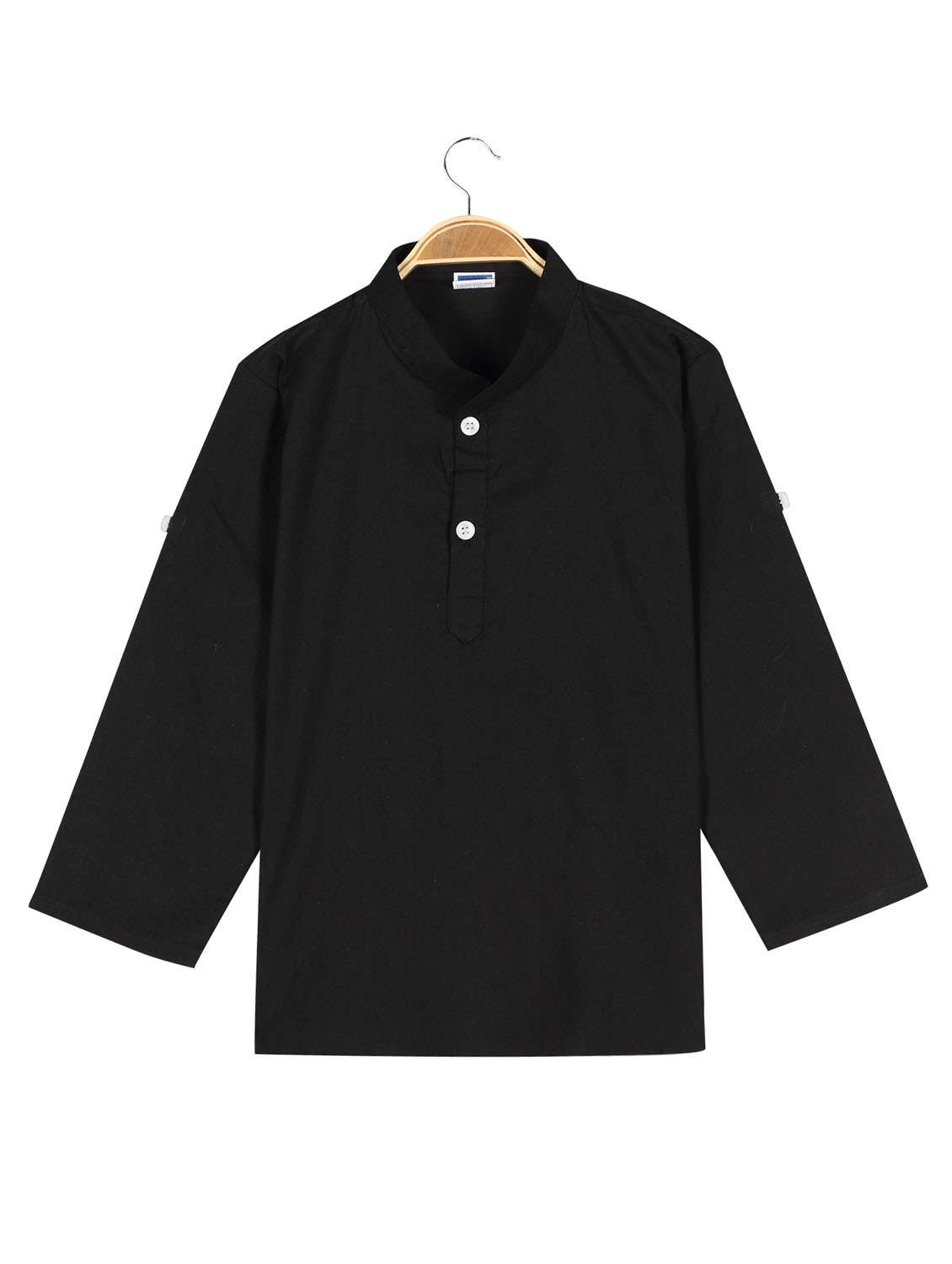 black solid cotton kurta