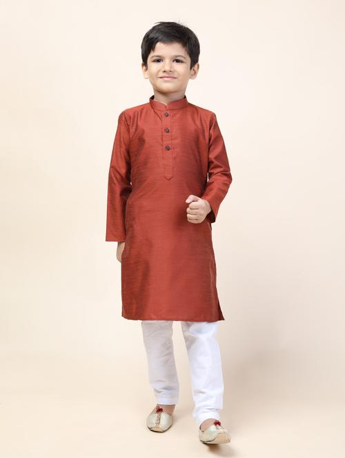 boys solid kurta set - 18658665 -  Standard Image - 0