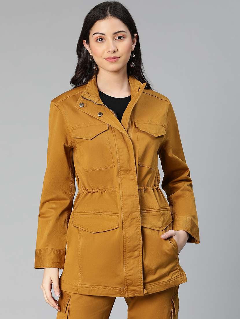 zip up solid regular jacket - 18658806 -  Zoom Image - 0