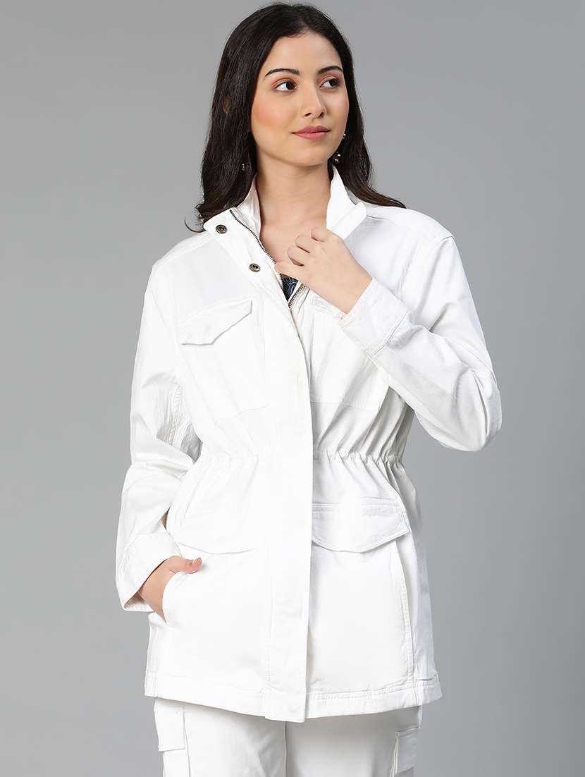 zip up solid regular jacket - 18658809 -  Zoom Image - 0