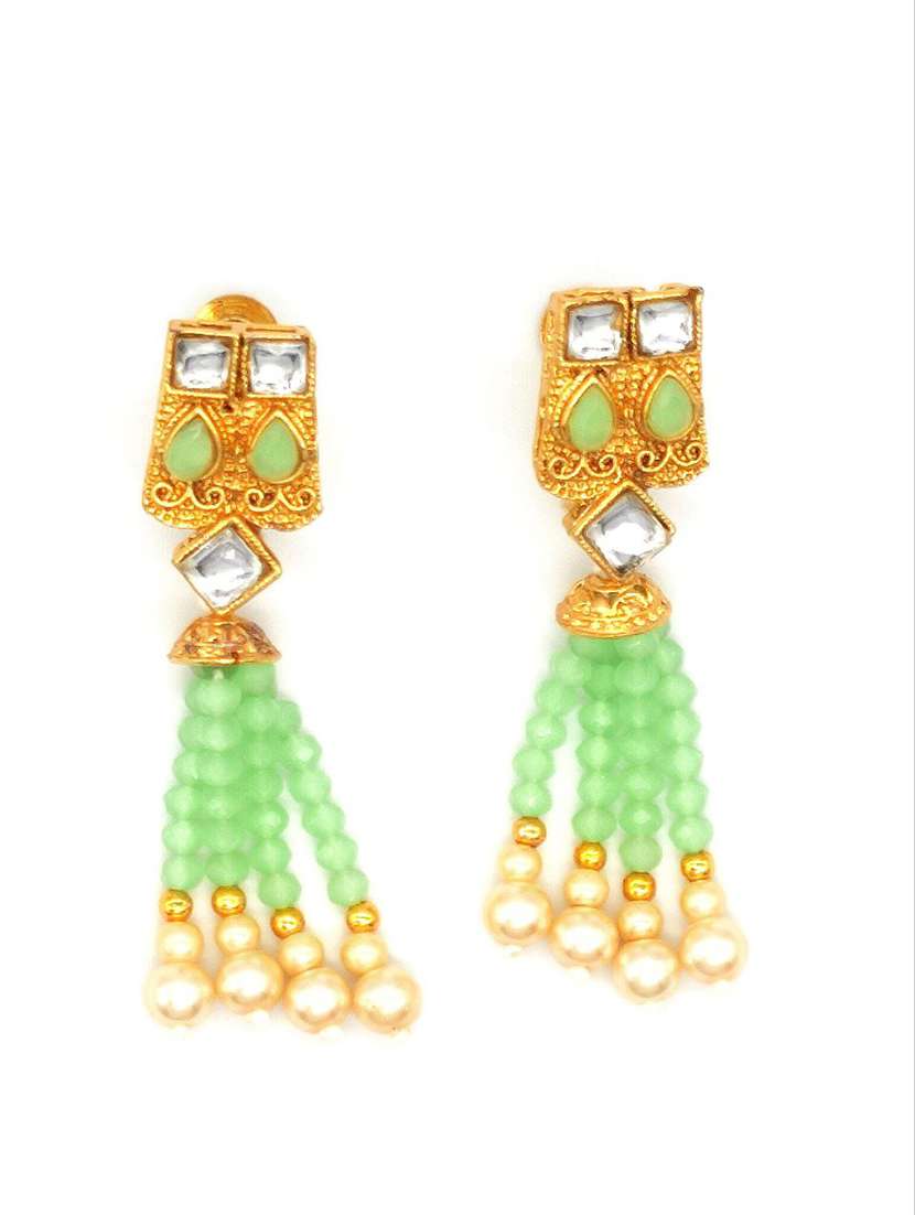  green multistring beaded bridal necklace earring set  - 18658876 -  Standard Image - 3