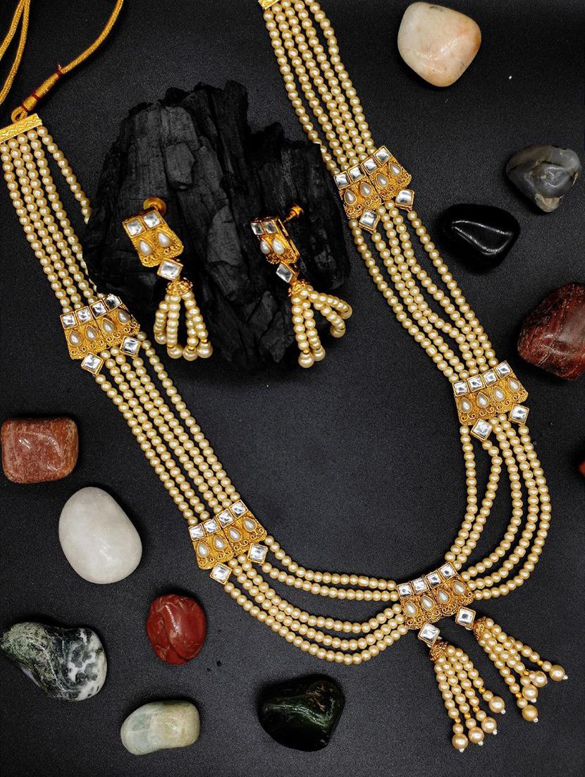 multistring beaded bridal necklace earring set - 18658879 - Zoom Image - 0