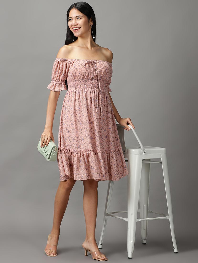 women printed off shoulder dress - 18658931 - Standard Image - 3