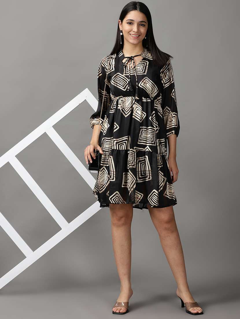 women's tiered dress geometric dress - 18658992 -  Standard Image - 3