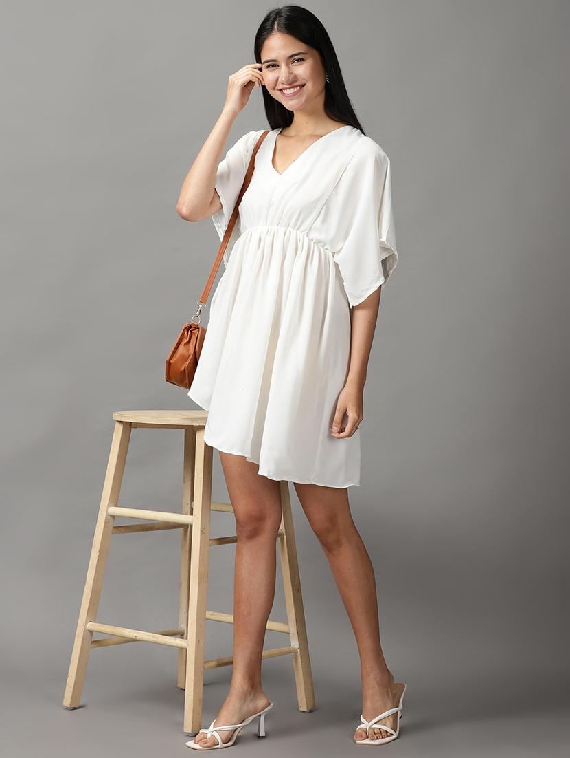 women's asymmetric solid dress - 18659048 - Standard Image - 3