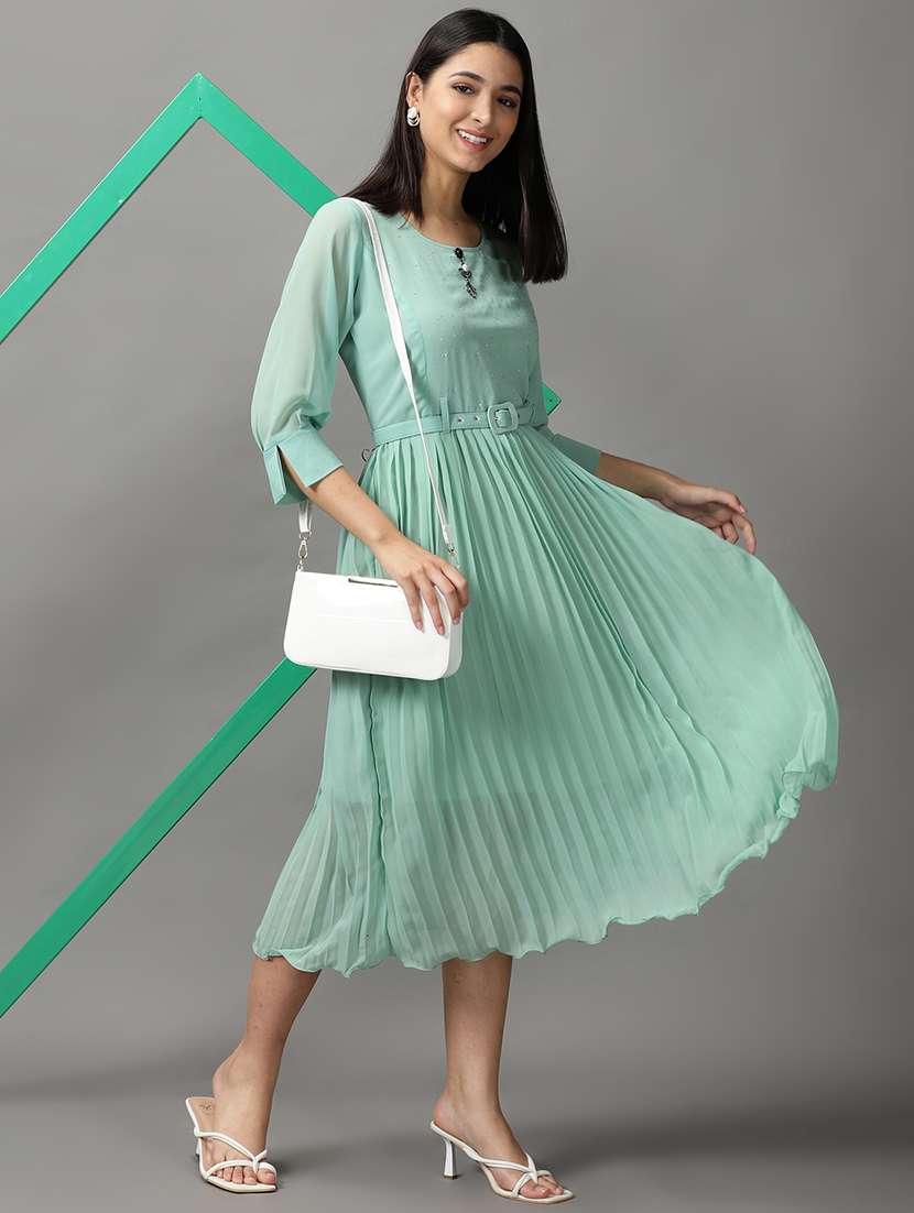 women's fit & flare solid dress - 18659066 -  Standard Image - 3