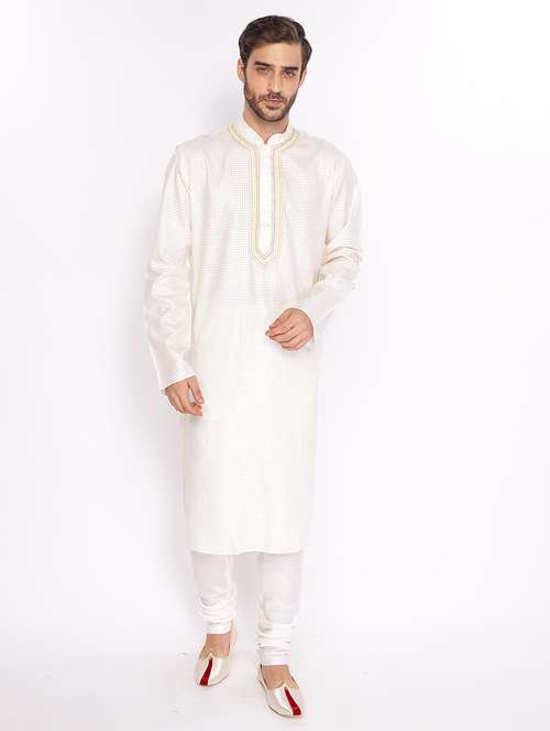 mandarin neck embroidered long kurta - 18677918 - Standard Image - 0