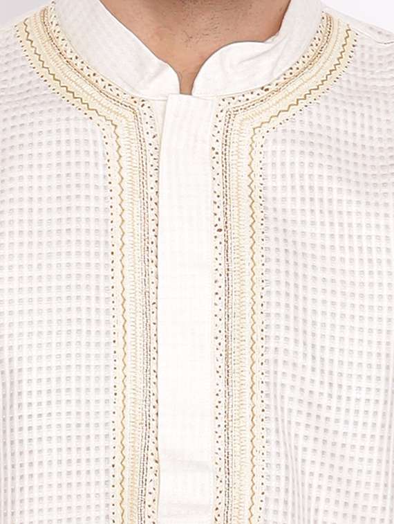 mandarin neck embroidered long kurta - 18677918 - Standard Image - 3