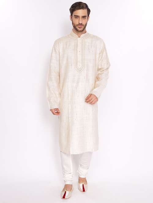 mandarin neck embroidered long kurta - 18677919 -  Standard Image - 0