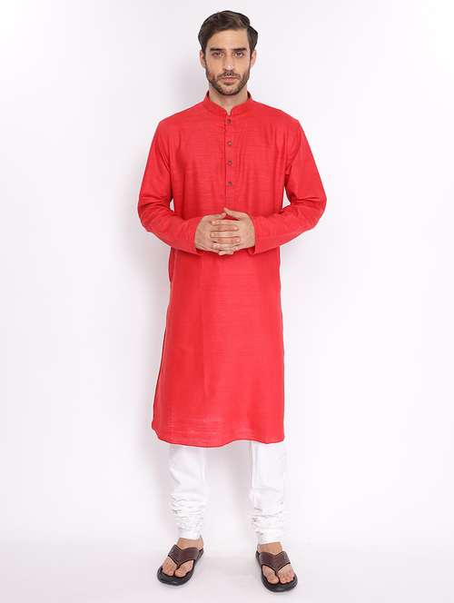 mandarin neck solid long kurta - 18677926 - Standard Image - 0